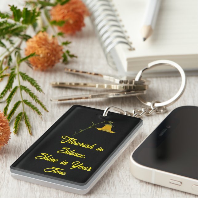 Porte-clefs Acrylic Keychain Rectangle (One Side) – Flowers  (Devant droit)
