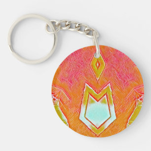 Porte-clefs Acrylique circulaire rouge jaune orange ~ Porte -