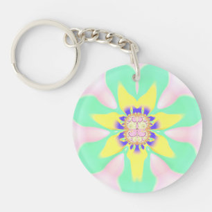 Porte-clefs Acrylique circulaire vert jaune rose pourpre ~ Key