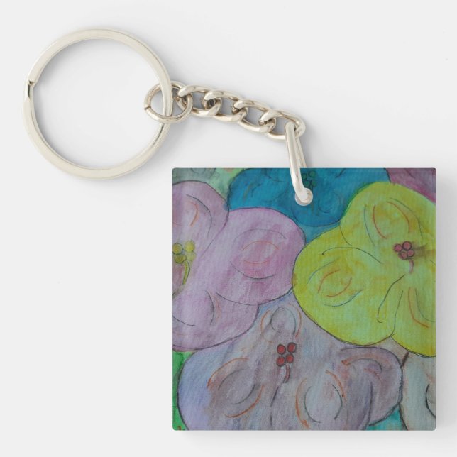 Porte-clefs Acrylique florale Abstraite en été (Devant)
