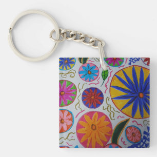 Porte-clefs Acrylique Florale Moderne