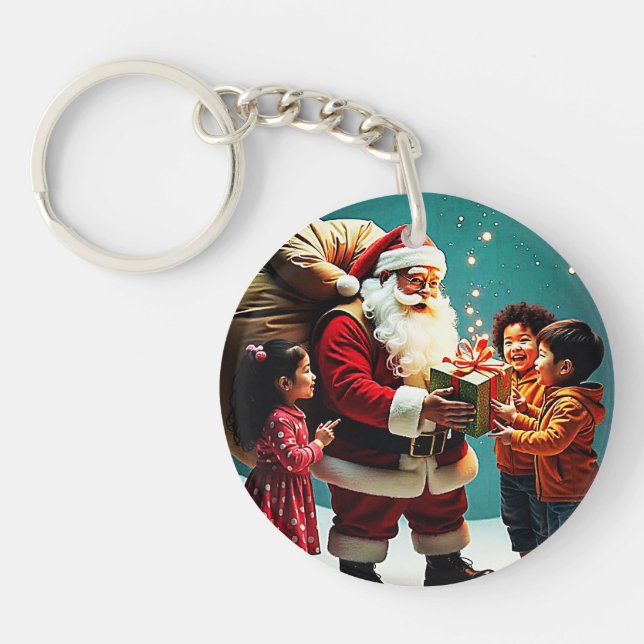 Porte-clefs Acrylique Joyeux Noël cercle personnalisé Porte -  (Devant)