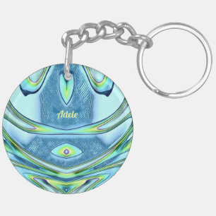 Porte-clefs ADELE ~ Vert Jaune bleu circulaire Acrylique ~