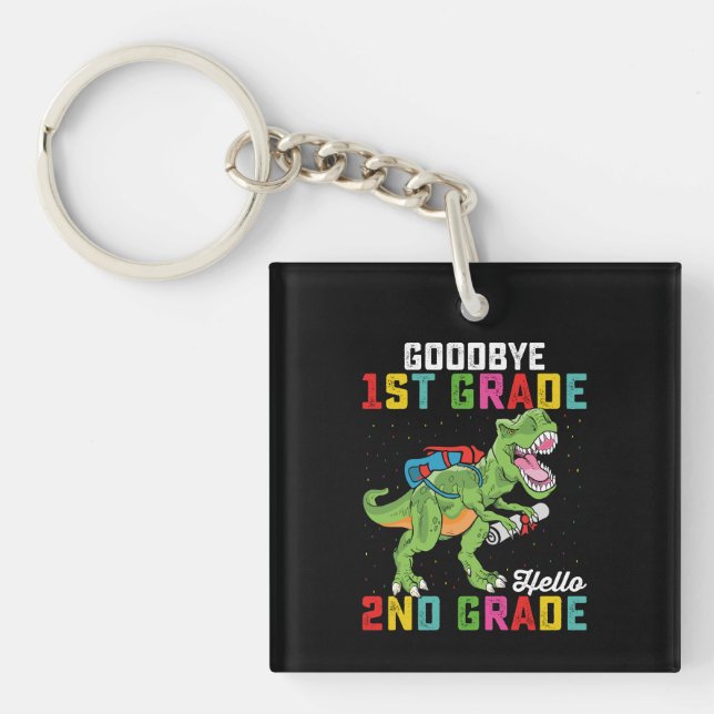 Porte-clefs Adieu 1ère année Bonjour 2e année T Rex Dinosaur (Devant)