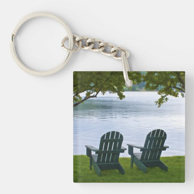 Porte-clefs Adirondack vide préside faire face à un lac (Devant)