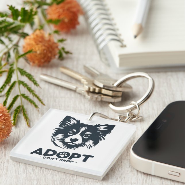 Porte-clefs Adoptez, n'achetez pas 3 (Devant Droit)