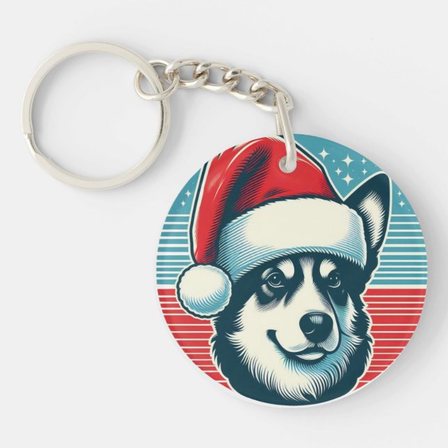 Porte-clefs adorable chien de Noël (Devant)