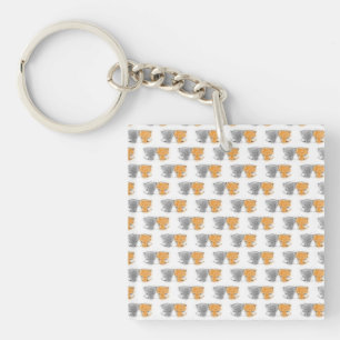 Porte-clefs Adorable Fluffy Kittens Illustration Cat Art