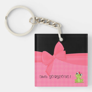 Porte-clefs Adorable Grenouille mignonne sur Pois-Bonjour magn