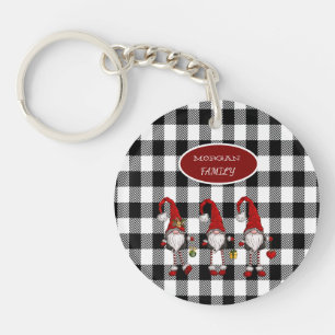 Porte-clefs Adorable Mignonne Gnomes Buffalo Plaid