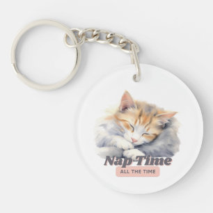Porte-clefs Adorable "Nap Time All Time" Chat