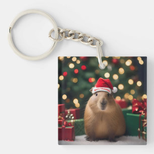 Porte-clefs Adorable Noël Capybara,