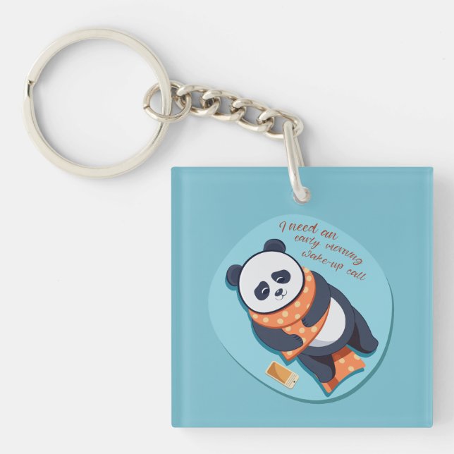 Porte-clefs adorable panda besoin appel matinal (Devant)