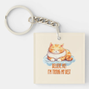Porte-clefs Adorable Tabby Orange Chat - Je tente mon meilleur