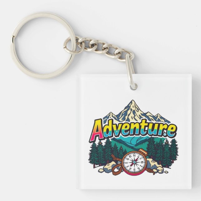 Porte-clefs Adventure Mountain – Outdoor Hiking Nature Design  (Devant)