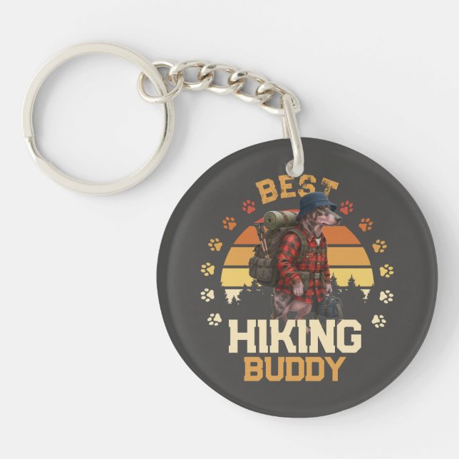 Porte-clefs Adventurous American Hairless Terrier Hiker  (Devant)
