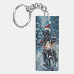 Porte-clefs Affenpinscher Chien à Moto Noël