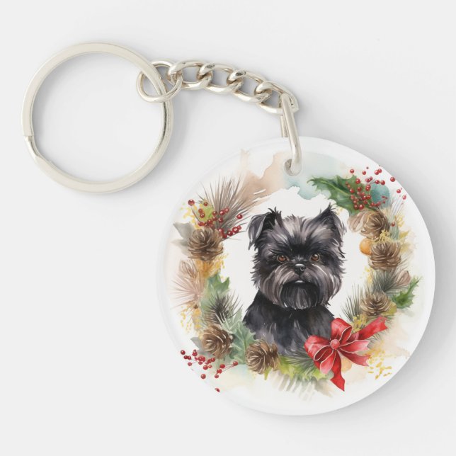 Porte-clefs Affenpinscher Christmas Wreath Festive Pup (Devant)