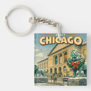 Porte-clefs Affiche de l'Institut d'Art de Chicago en hiver