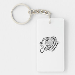Porte-clefs affiche de pitbull dessinée à la main pour amateur