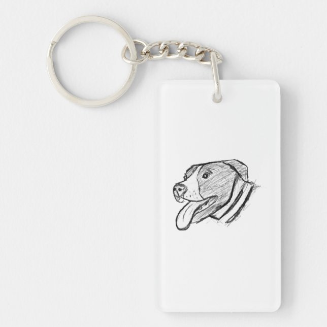 Porte-clefs affiche de pitbull dessinée à la main pour amateur (Devant)