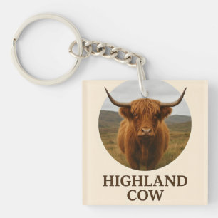 Porte-clefs Affiche de portrait de vache des Highlands avec "V