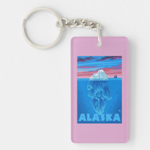 Porte-clefs Affiche de Vintage voyage d'AlaskaIceberg