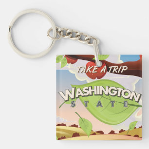 Porte-clefs Affiche de voyage de l'arbre de pommier de l'État