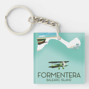 Porte-clefs Affiche de voyage de l'île baléare de Formentera C