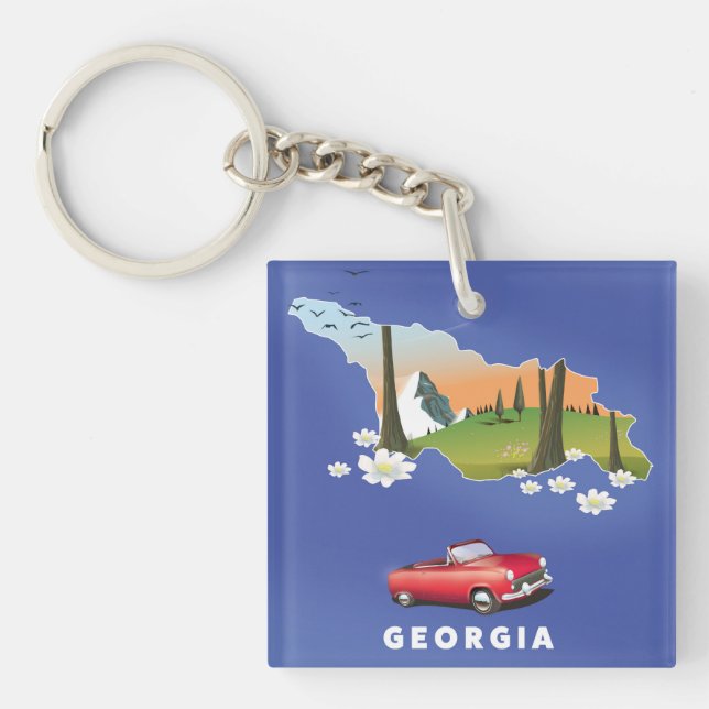 Porte-clefs Affiche de voyage en Géorgie (Devant)