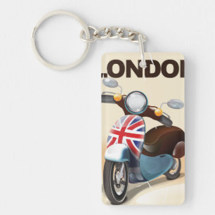 Porte-clefs Affiche de voyage Londres scooter vintage union ja