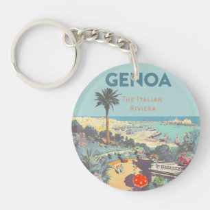 Porte-clefs Affiche de voyage vintage de Gênes Riviera italien