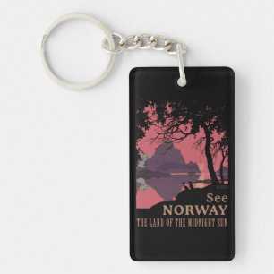 Porte-clefs Affiche minimaliste de coucher de soleil en Norvèg