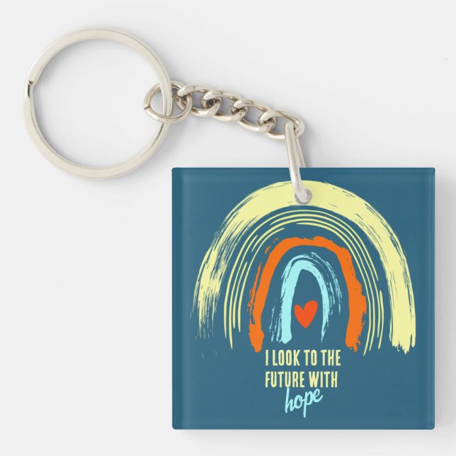 PORTE-CLEFS AFFIRMATION | CITE CHRÉTIENNE RETRO BOHO RAINBOW (Devant)