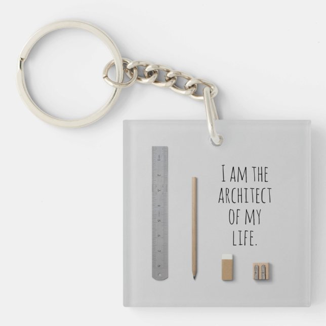 Porte-clefs Affirmation Je suis l'architecte de ma vie (Devant)