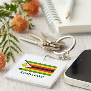 PORTE-CLEFS AFRIQUE : DRAPEAU DU ZIMBABWE