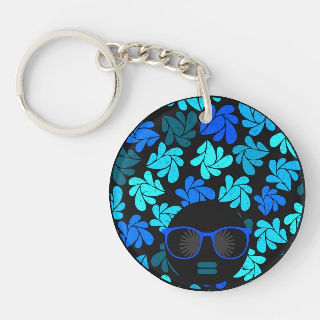 Porte-clefs Afro Diva Bleu  (Devant)