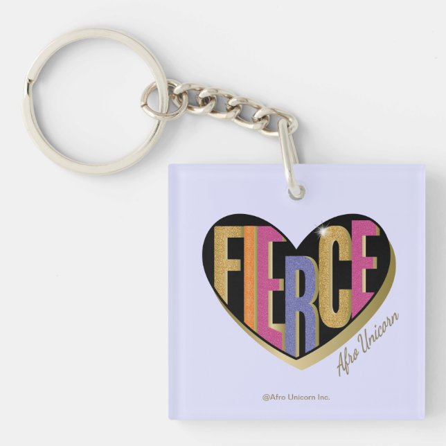 Porte-clefs Afro Unicorn Fierce Heart Design (Devant)