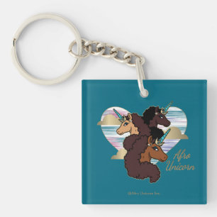 Porte-clefs Afro Unicorn Trio Coeur Design