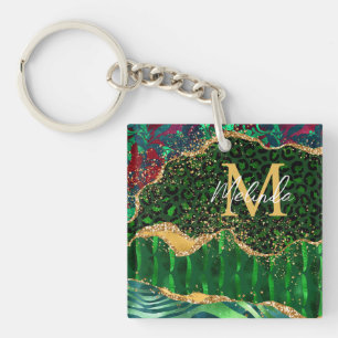 Porte-clefs Agate Poster de animal Safari vert