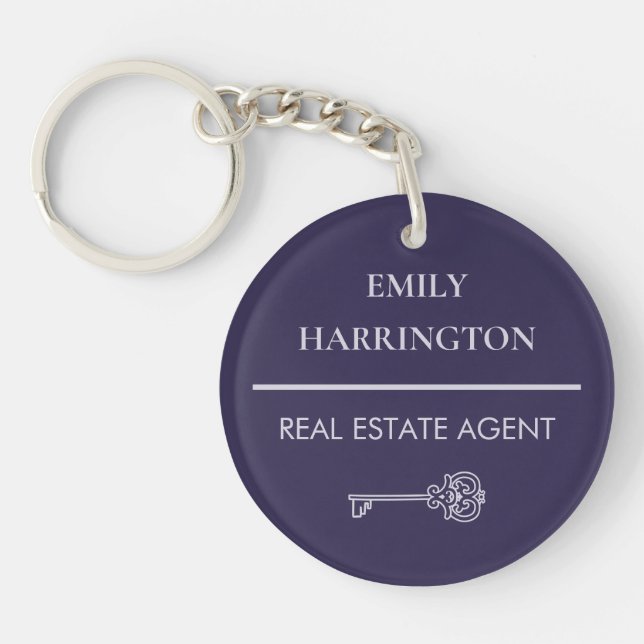 Porte-clefs Agent immobilier classique clé violet (Devant)