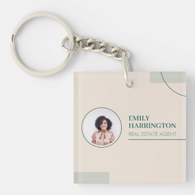 Porte-clefs Agent immobilier Lignes fines Sable (Devant)