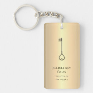 Porte-clefs Agent immobilier Nom personnalisé Logo clé or QR