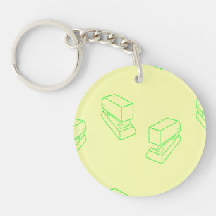 Porte-clefs Agrafeur vert sur jaune
