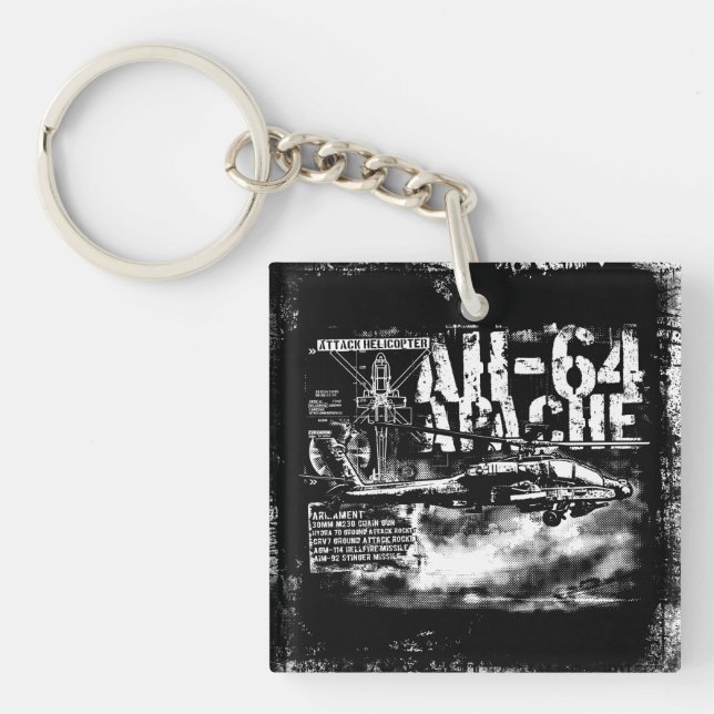 Porte-clefs AH-64 Carré Apache (double face) Porte - clé (Devant)