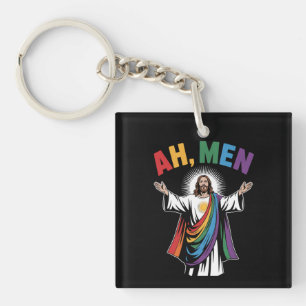 Porte-clefs Ah Men Funny Jesus LGBTQ Gay pride Arc-en-ciel