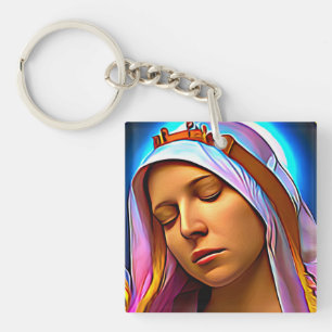 Porte-clefs AI Art de la bienheureuse Vierge Marie