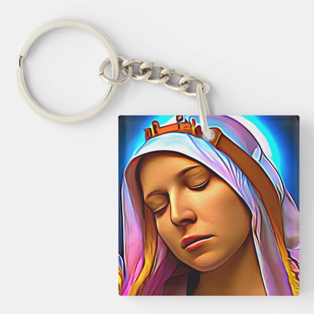 Porte-clefs AI Art de la bienheureuse Vierge Marie (Devant)