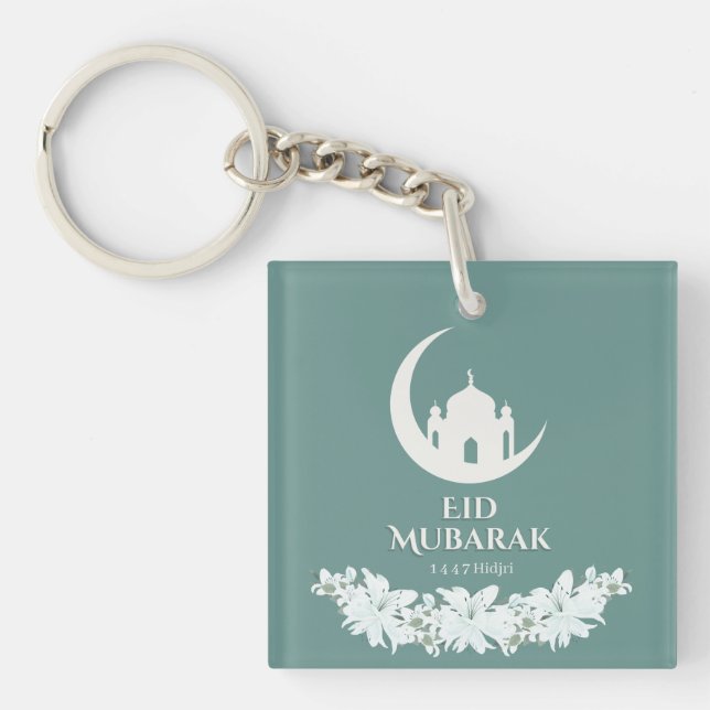 Porte-clefs Aïd Moubarak 1447 Hijri Croissant & Mosquée Design (Devant)