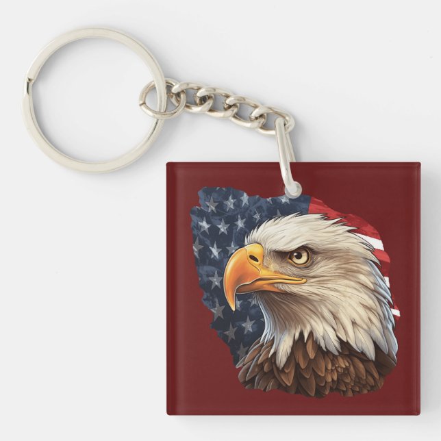 Porte-clefs Aigle à drapeau américain (Devant)